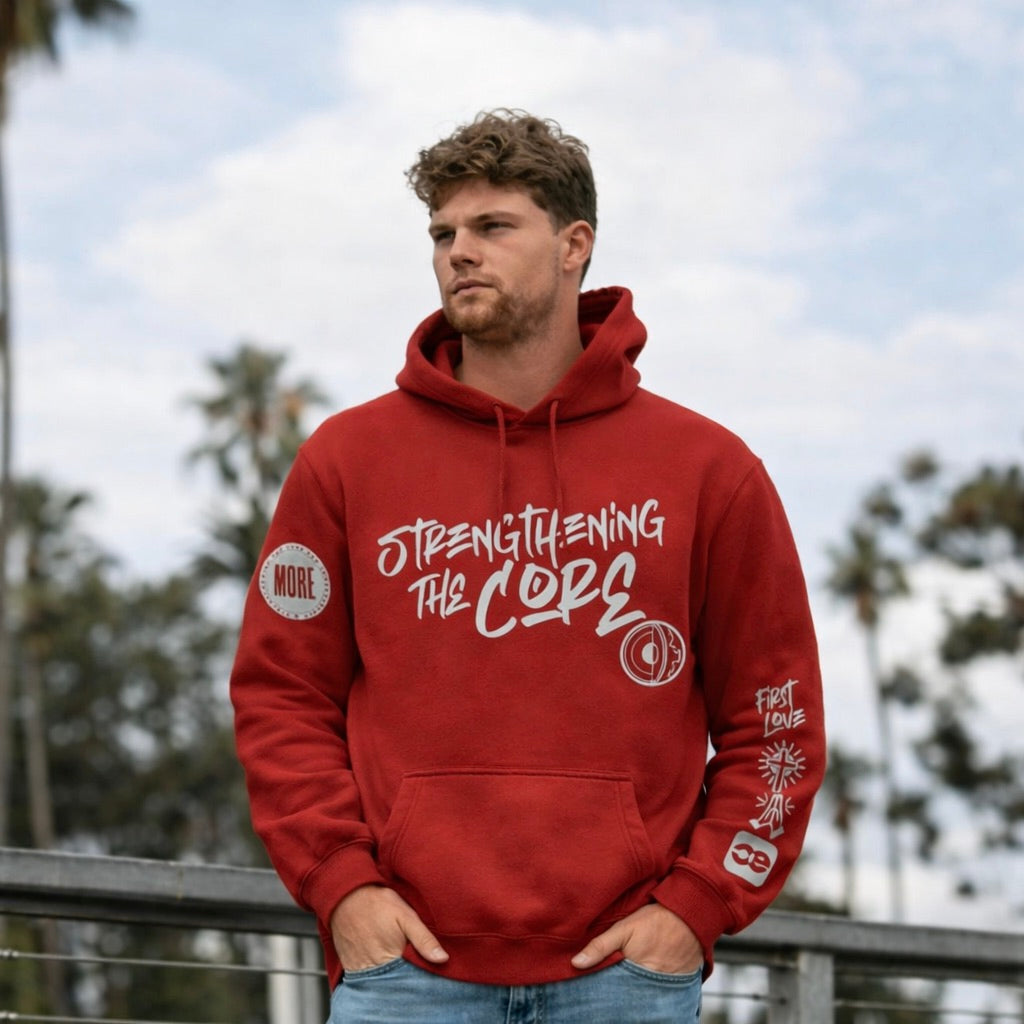 STRENGTHENING THE CORE RED HOODIE